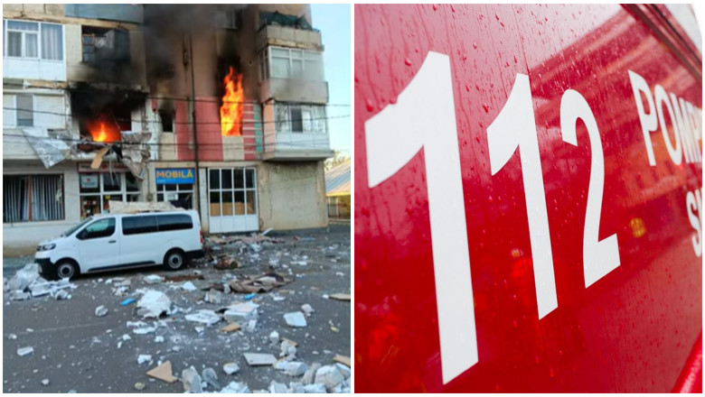 Explozie puternică într-un bloc din Brăila! Mai multe apartamente au luat foc. Echipaje ISU și ambulanțe intervin de urgență
