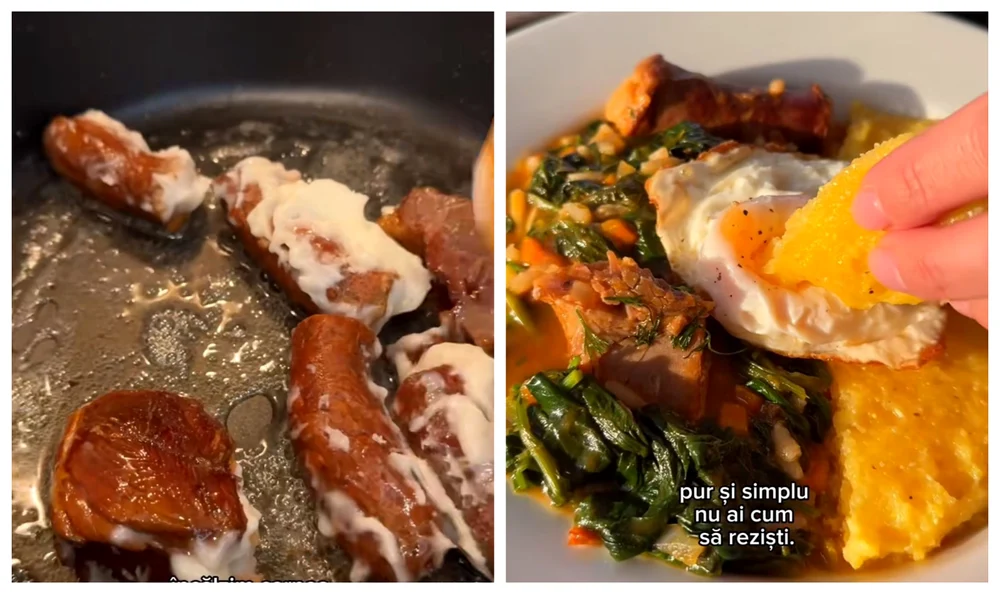 Delicatesa de sezon care cucerește pe oricine! Gust divin și ideală pentru masa de sărbători: carne la garniță cu spanac, ou și mămăligă