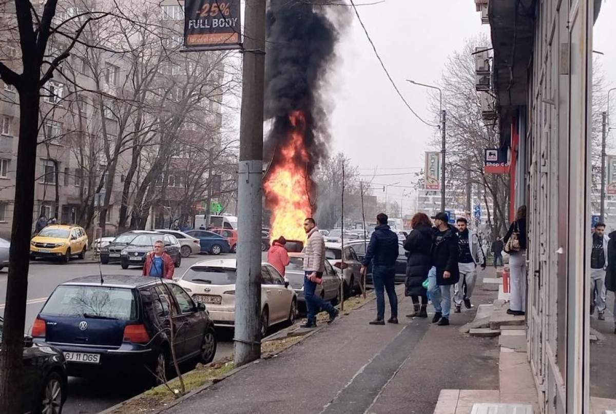 Tragedie în Capitală! Trei mașini cuprinse de flăcări. O femeie a decedat și un alt om a ajuns la spital